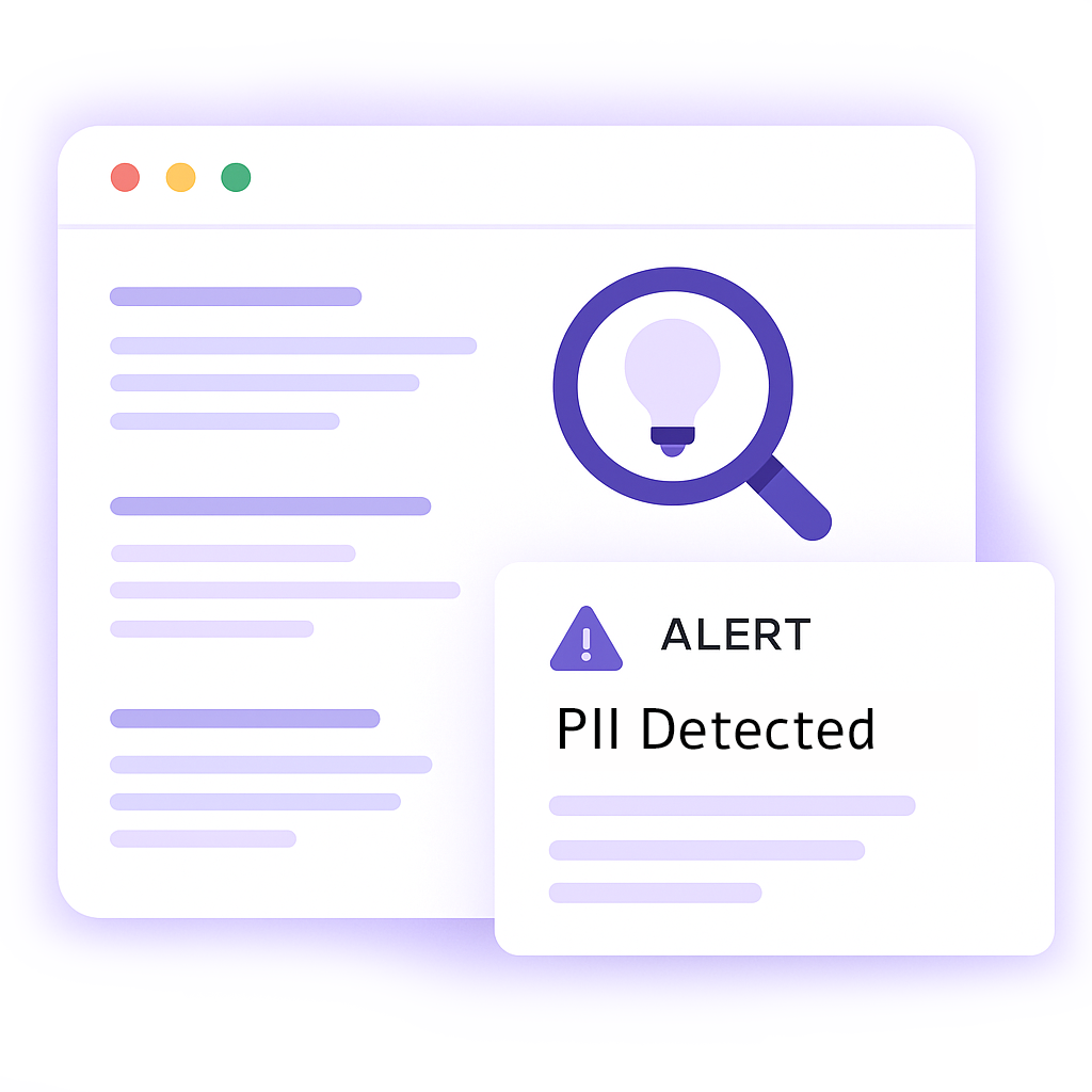 Pattern-based detection redacting sensitive data.